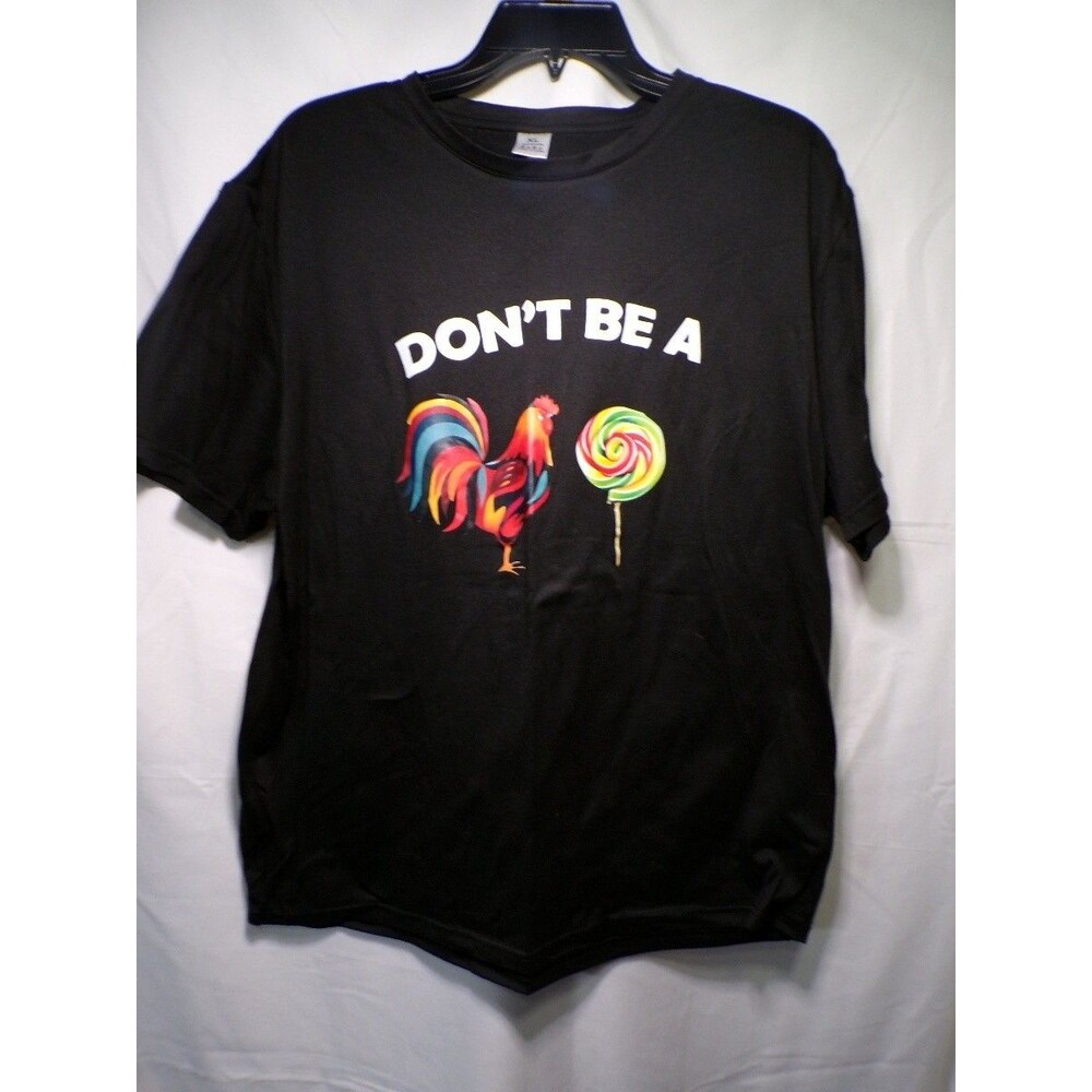 Men's XL Black Graphic T Shirt Rooster Lollipop Don't Be A Funny Design